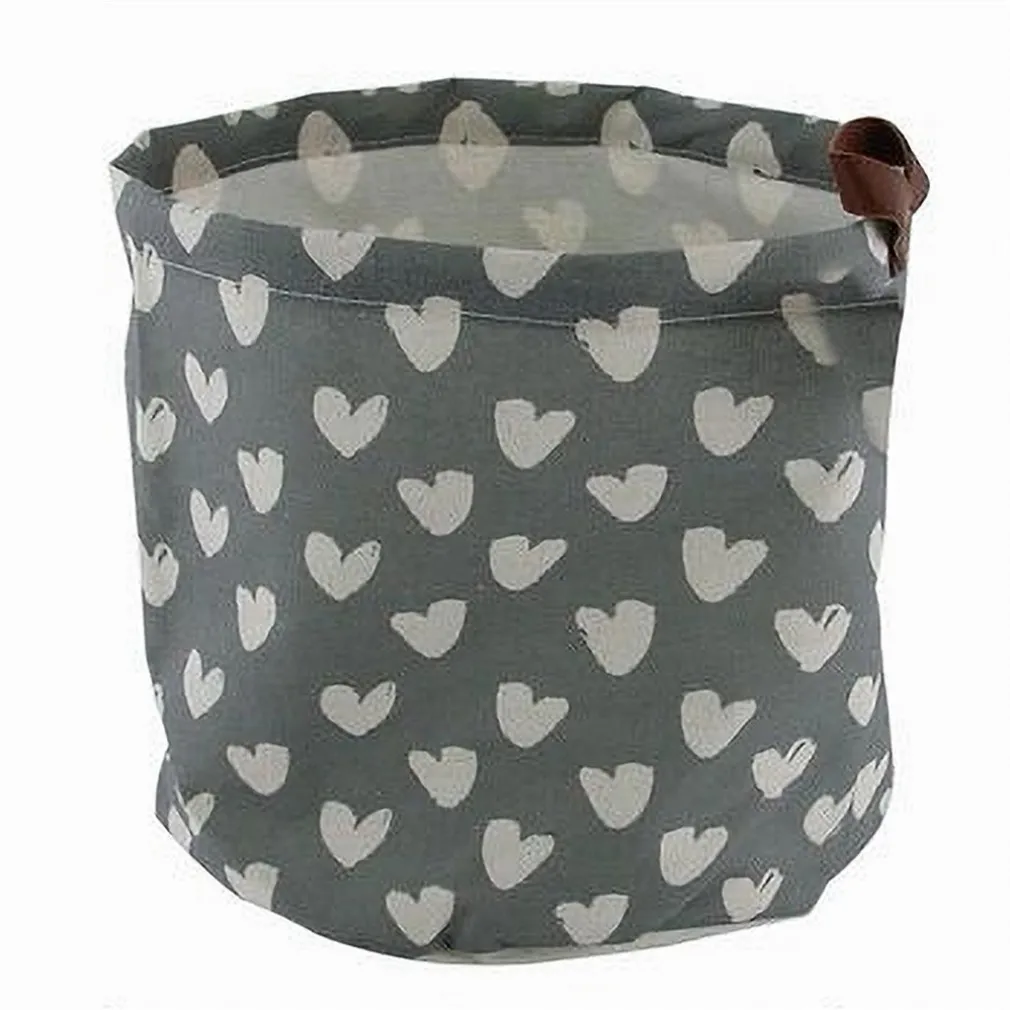 CESTO PORTA OGGETTI CON CUORI IN TESSUTO CON MANICO BAGNO CUCINA 25X28CM 10612