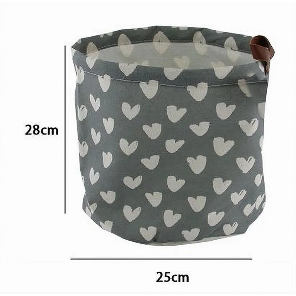 CESTO PORTA OGGETTI CON CUORI IN TESSUTO CON MANICO BAGNO CUCINA 25X28CM 10612