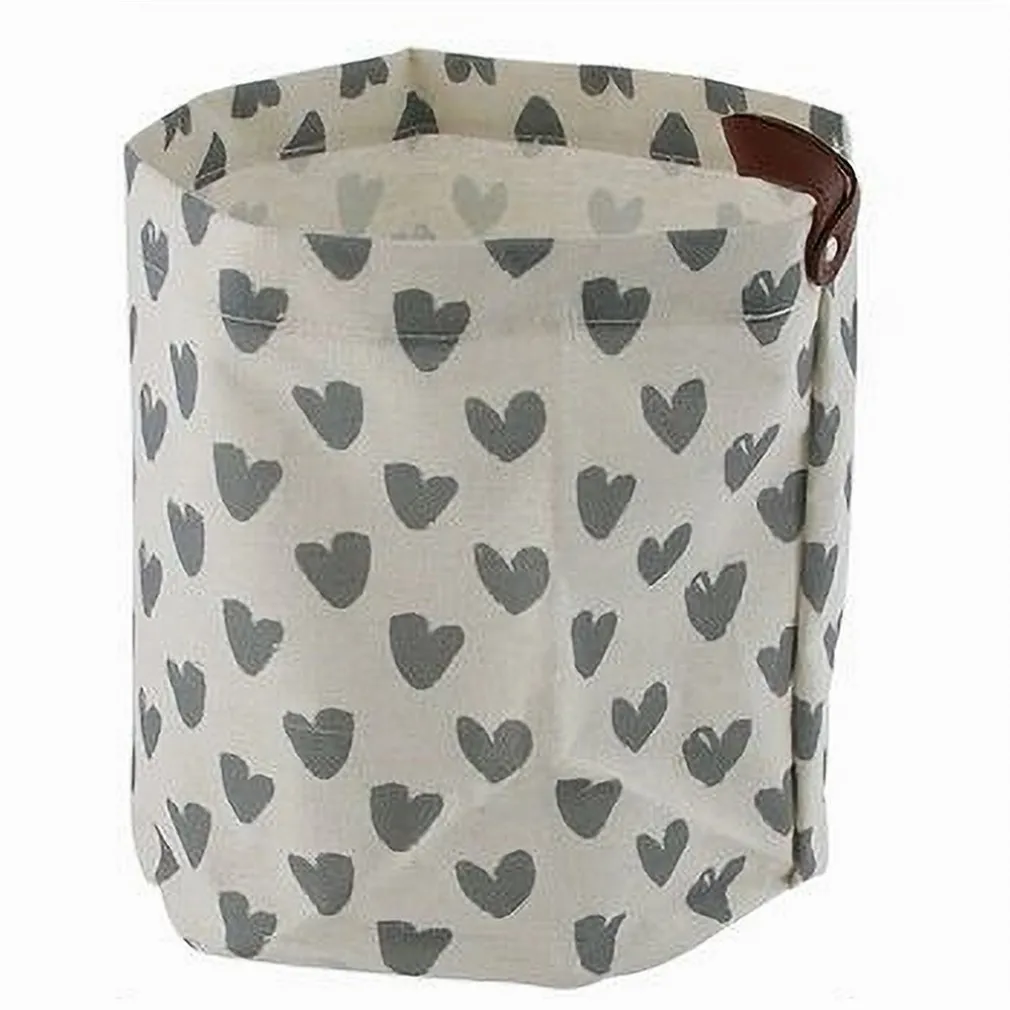 CESTO PORTA OGGETTI CUORI GRIGI IN TESSUTO CON MANICO BAGNO CUCINA 25X28CM 10613