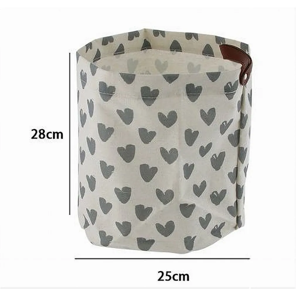 CESTO PORTA OGGETTI CUORI GRIGI IN TESSUTO CON MANICO BAGNO CUCINA 25X28CM 10613