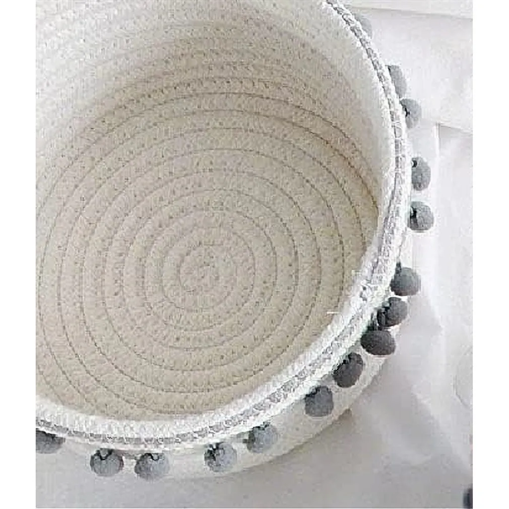 CESTO PORTA OGGETTI PER BIANCHERIA IN CORDA PON PON GRIGI CESTINO 30X14 CM 10671