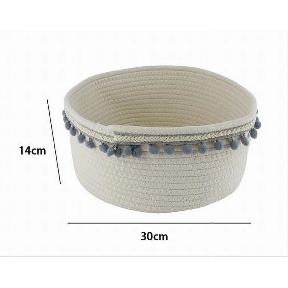 CESTO PORTA OGGETTI PER BIANCHERIA IN CORDA PON PON GRIGI CESTINO 30X14 CM 10671