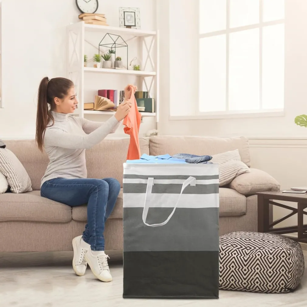 CESTO PORTABIANCHERIA LAVANDERIA PIEGHEVOLE CON MANICI AUTOPORTANTE PER VESTITI BAGNO