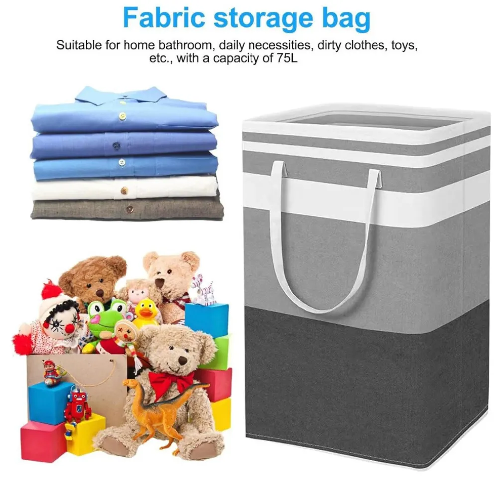 CESTO PORTABIANCHERIA LAVANDERIA PIEGHEVOLE CON MANICI AUTOPORTANTE PER VESTITI BAGNO