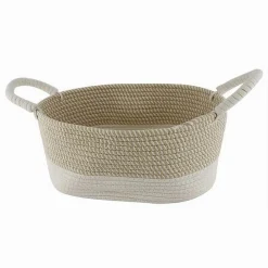 CESTO PORTABIANCHERIA OGGETTI CORDA INTRECCIATA OVALE CON MANICI 35X25X16CM 10677