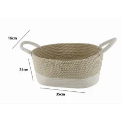 CESTO PORTABIANCHERIA OGGETTI CORDA INTRECCIATA OVALE CON MANICI 35X25X16CM 10677