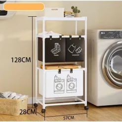 CESTO PORTABIANCHERIA ORGANIZER PER LAVANDERIA VESTITI DECORAZIONE BAGNO CON RUOTE