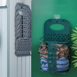 CESTO PORTABIANCHERIA PIEGHEVOLE CON MANICO CESTA PER CAMERA SOGGIORNO BAGNO VIAGGIO