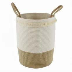 CESTO PORTABIANCHERIA SPORCA IN CORDA INTRECCIATA BORSA CON MANICI 35X45CM 10657