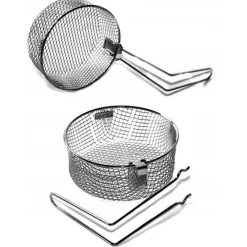 CESTO RETE IN ACCIAIO 18CM TONDO PADELLA PER FRIGGITRICE CON MANICO PER FRITTURA