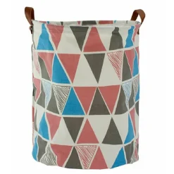 CESTO SACCO PORTA BIANCHERIA BAGNO PIEGHEVOLE MANICI TESSUTO ROMBI 40X50CM 10524