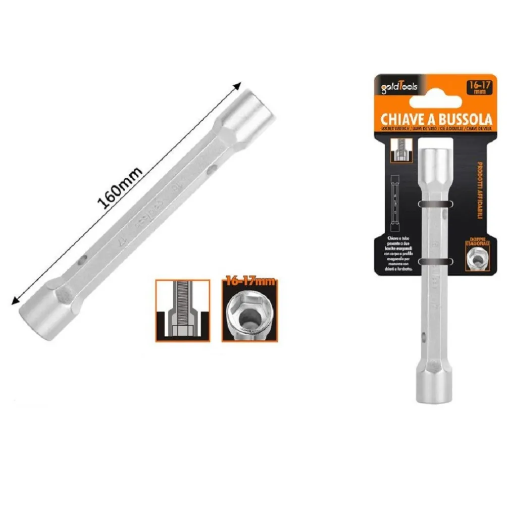 CHIAVE A BUSSOLA TUBO ESAGONALE DA 160 MM DOPPIE BOCCHE ESAGONALI 16-17 MM 97552