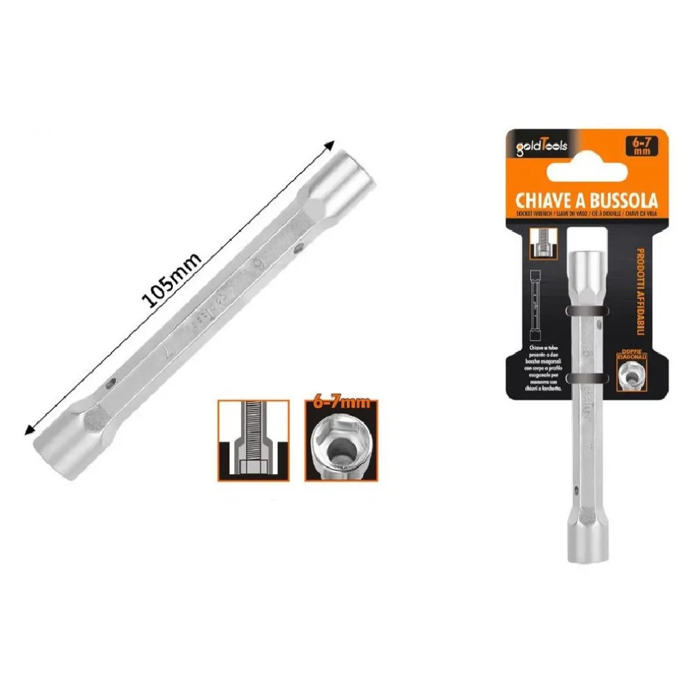 CHIAVE A BUSSOLA TUBO ESAGONALE DA 105 MM DOPPIE BOCCHE ESAGONALI 6-7 MM 97547