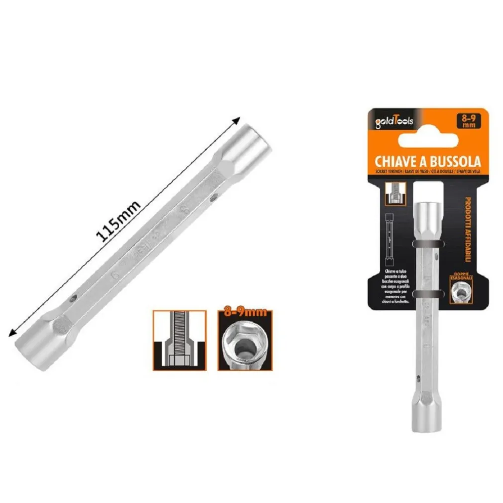 CHIAVE A BUSSOLA TUBO ESAGONALE DA 115 MM DOPPIE BOCCHE ESAGONALI 8-9 MM 97548
