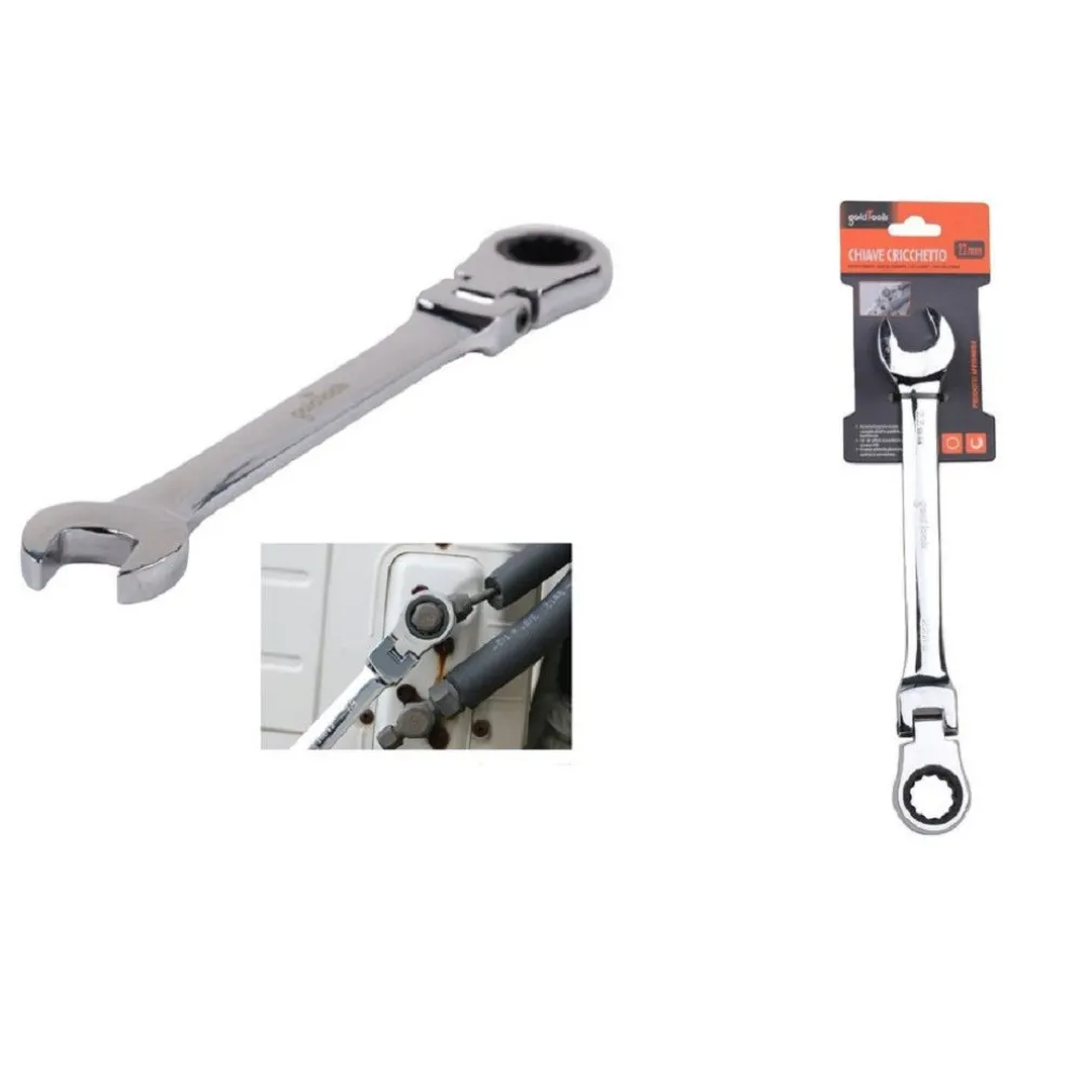 CHIAVE A CRICCHETTO COMBINATA 22MM TESTA PIEGHEVOLE CROMO VANADIO UTENSILE 91743