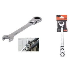 CHIAVE A CRICCHETTO COMBINATA 17MM TESTA PIEGHEVOLE CROMO VANADIO UTENSILE 91738