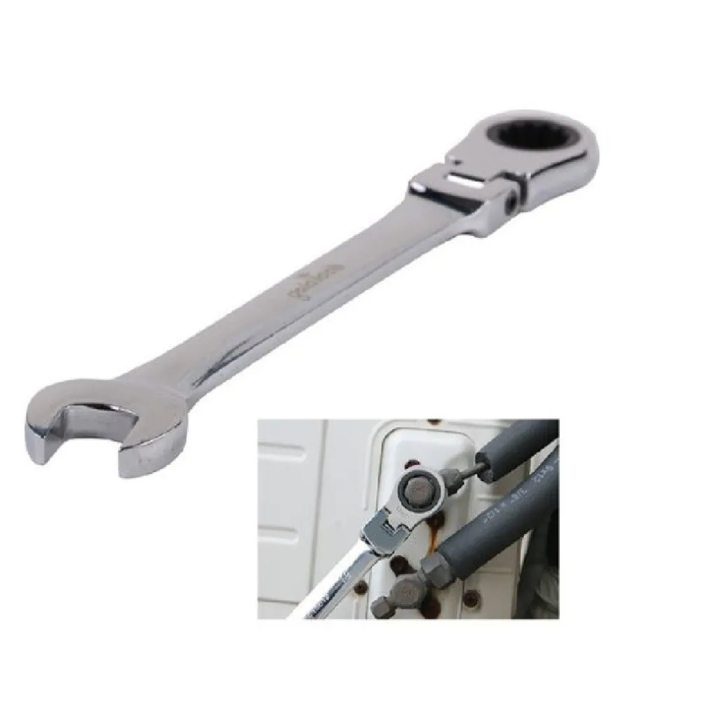 CHIAVE A CRICCHETTO COMBINATA 17MM TESTA PIEGHEVOLE CROMO VANADIO UTENSILE 91738