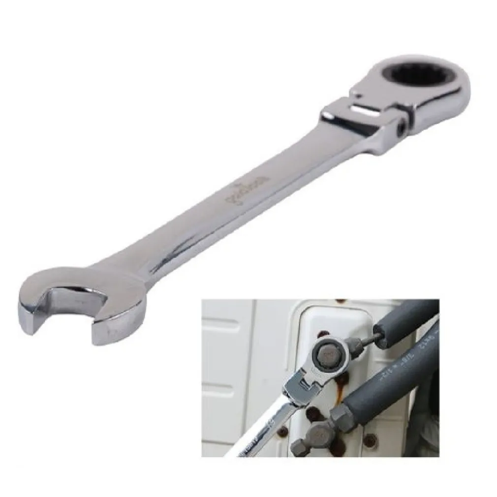 CHIAVE A CRICCHETTO COMBINATA 21MM TESTA PIEGHEVOLE CROMO VANADIO UTENSILE 91742