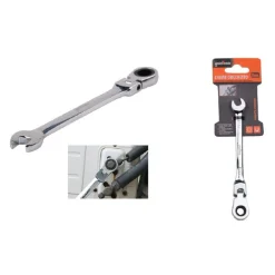 CHIAVE A CRICCHETTO COMBINATA 8 MM TESTA PIEGHEVOLE CROMO VANADIO UTENSILE 91730