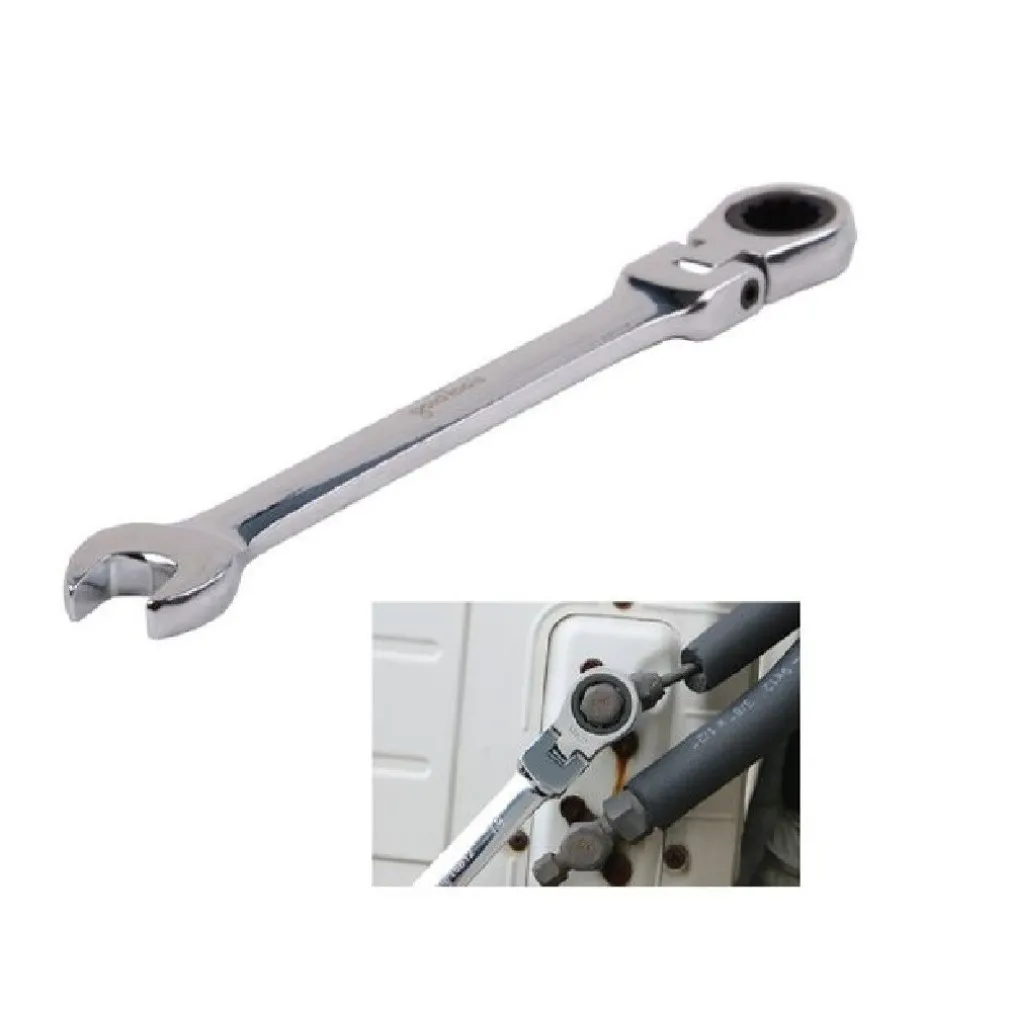 CHIAVE A CRICCHETTO COMBINATA 10MM TESTA PIEGHEVOLE CROMO VANADIO UTENSILE 91732