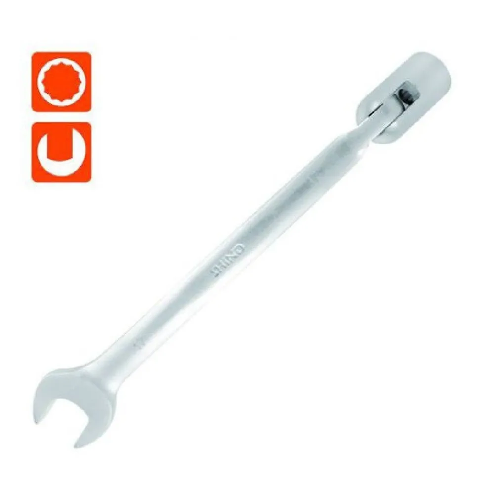 CHIAVE COMBINATA 17MM FISSA E A BUSSOLA POLIGONALE CON SNODO CROMO VANADIO 97565