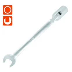 CHIAVE COMBINATA 18MM FISSA E A BUSSOLA POLIGONALE CON SNODO CROMO VANADIO 97566