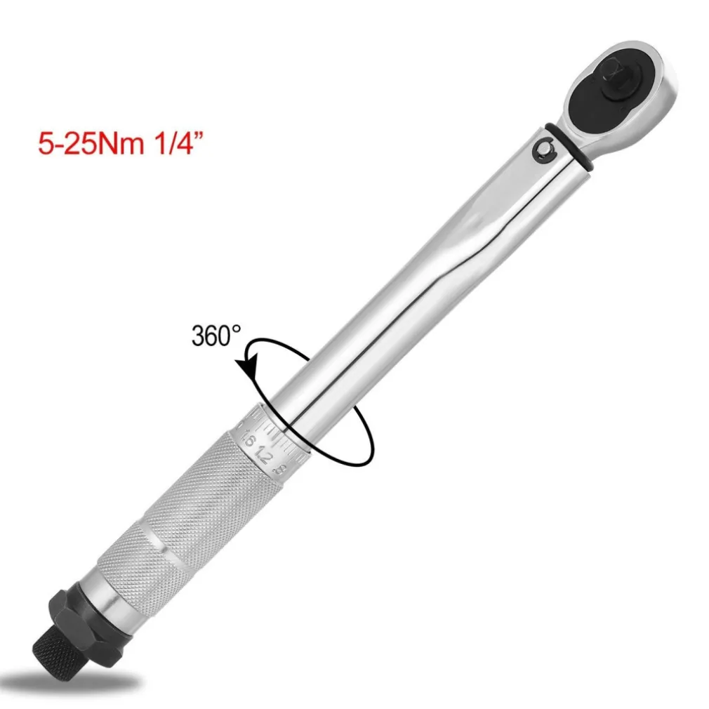 CHIAVE DINAMOMETRICA CRICCHETTO 1/4'' 5-25 Nm SERRAGGIO REVERSIBILE 270mm