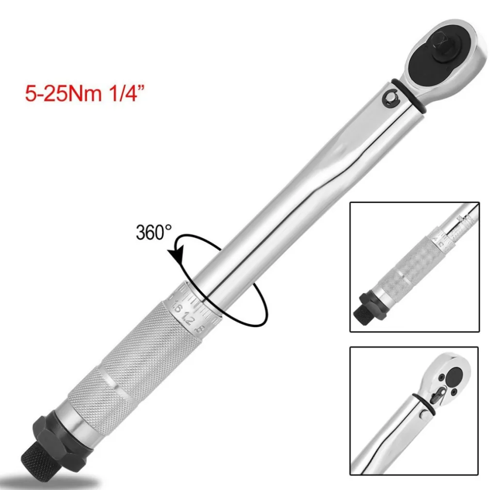 CHIAVE DINAMOMETRICA CRICCHETTO 1/4'' 5-25 Nm SERRAGGIO REVERSIBILE 270mm