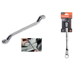 CHIAVE FISSA POLIGONALE DOPPIA TESTA CURVA 20-22MM ANELLO A STELLA CROMATA 91697