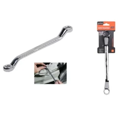 CHIAVE FISSA POLIGONALE DOPPIA TESTA CURVA 19-22MM ANELLO A STELLA CROMATA 91696