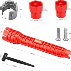 CHIAVE MULTIFUNZIONE A BUSSOLA PER INSTALLAZIONE RUBINETTI TUBO BAGNO IDRAULICO