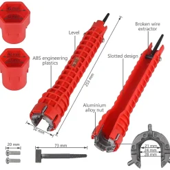 CHIAVE MULTIFUNZIONE A BUSSOLA PER INSTALLAZIONE RUBINETTI TUBO BAGNO IDRAULICO