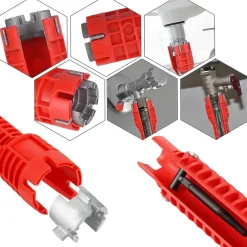 CHIAVE MULTIFUNZIONE A BUSSOLA PER INSTALLAZIONE RUBINETTI TUBO BAGNO IDRAULICO