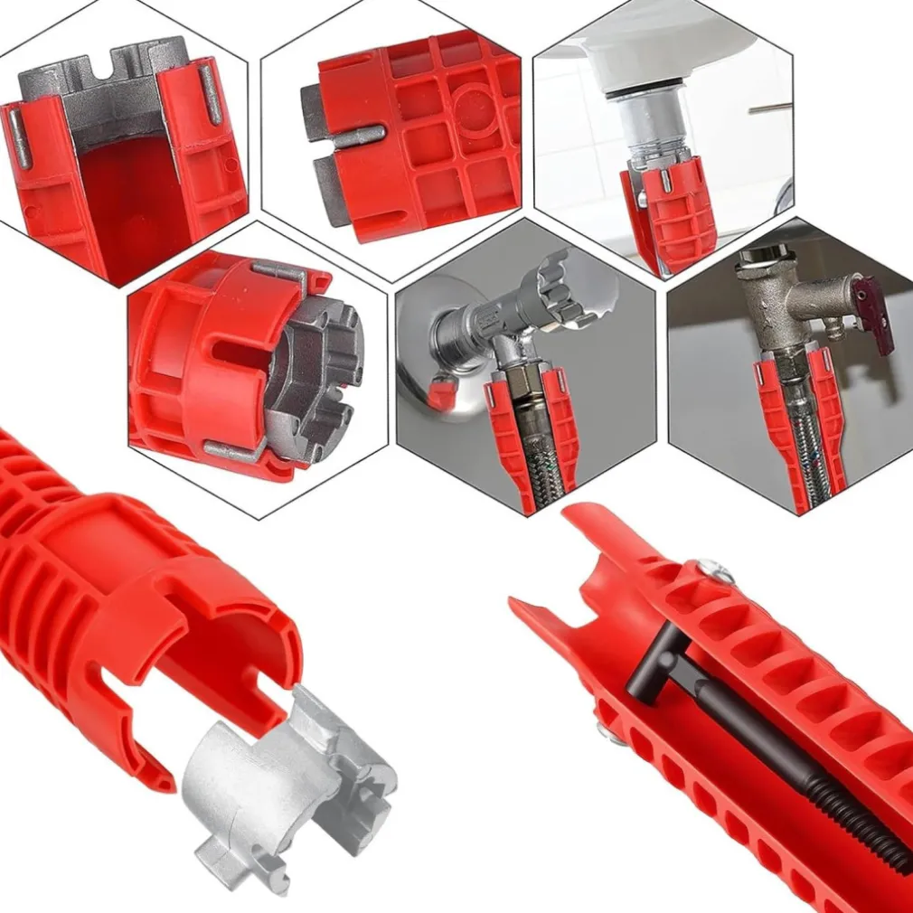 CHIAVE MULTIFUNZIONE A BUSSOLA PER INSTALLAZIONE RUBINETTI TUBO BAGNO IDRAULICO