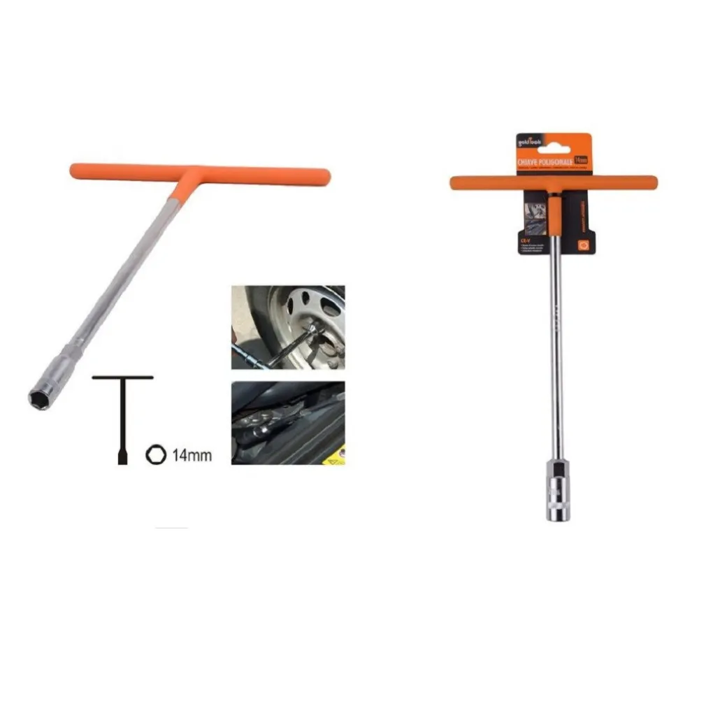 CHIAVE POLIGONALE IMPUGNATURA TIPO A T DA 14 MM CON BUSSOLA ESAGONALE CR-V 91610