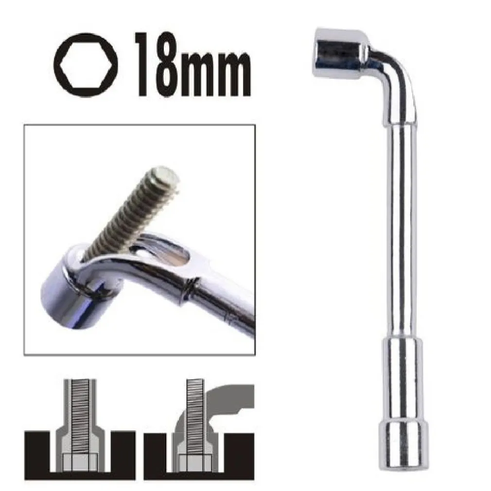 CHIAVE TIPO L BUSSOLA 18MM BOCCA ESAGONALE CROMO VANADIO ACCIAIO 91626 FERRAMENTA