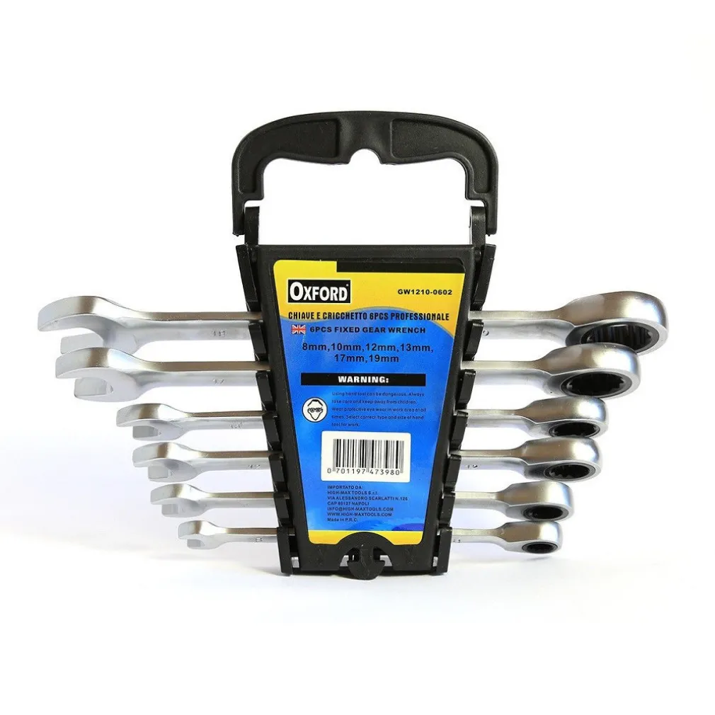 CHIAVI COMBINATE A CRICCHETTO SET DA 6 PZ CHROME VANADIUM 8/10/12/13/17/19