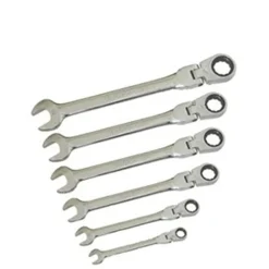 Chiavi combinate a cricchetto con snodo set 6pz in acciaio cromo vanadio