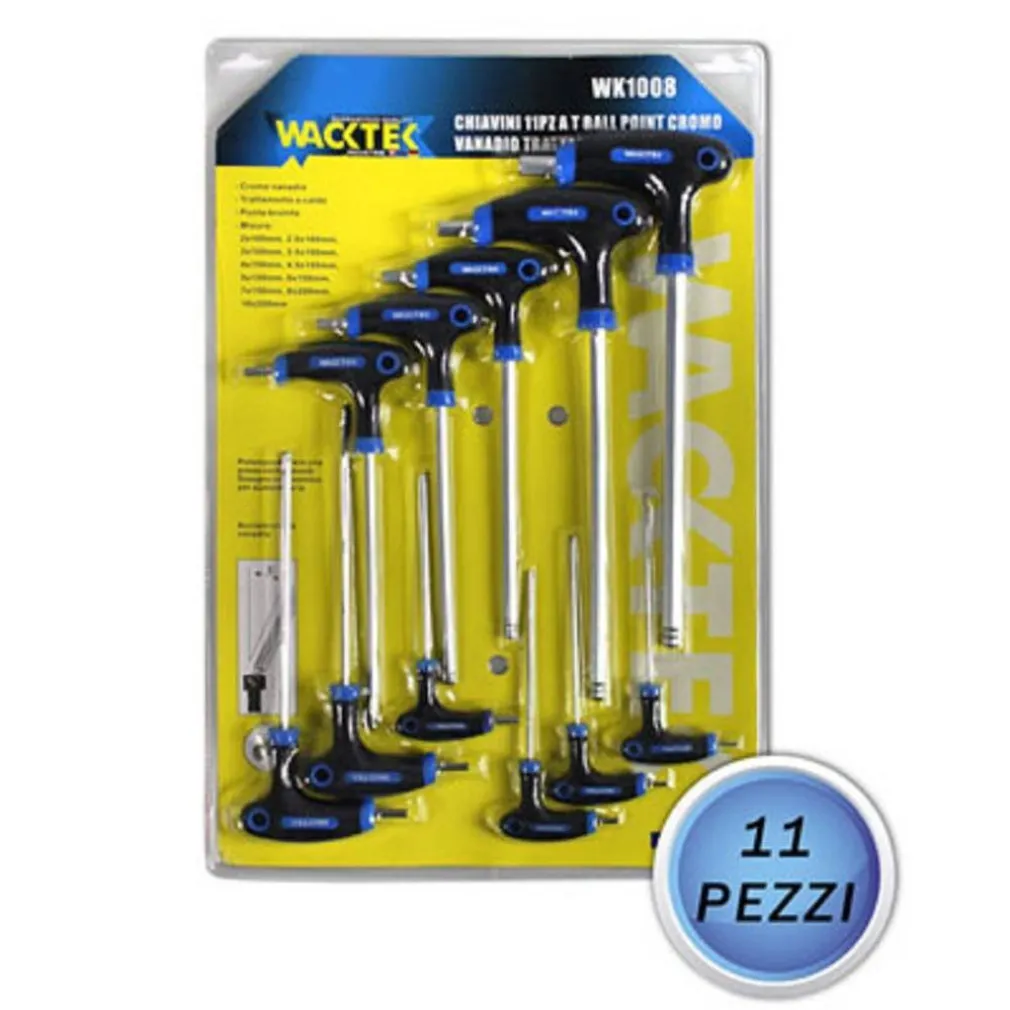 CHIAVI ESAGONALI A T END BALL CHIAVINI IN CROMO VANADIO 11 PEZZI 1008
