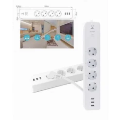 CIABATTA MULTIPRESA SMART INTELLIGENTE WIFI CON 4 PRESE AC 3 PORTE USB M3SU411-EU