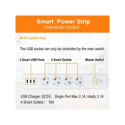 CIABATTA MULTIPRESA SMART INTELLIGENTE WIFI CON 4 PRESE AC 3 PORTE USB M3SU411-EU