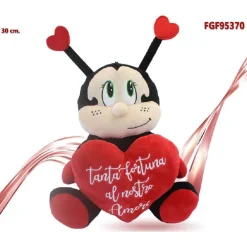 COCCINELLA IN PELUCHE CON CUORE 30 CM PORTA FORTUNA REGALO SAN VALENTINO 95370