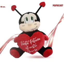 COCCINELLA PELUCHE DA 55 CM CON CUORE REGALO PORTA FORTUNA SAN VALENTINO 95387