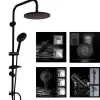 COLONNA DOCCIA SALISCENDI ALTEZZA REGOLABILE SET COMPLETO SOFFIONE DOCCETTA NERO