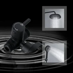 COLONNA DOCCIA SALISCENDI ALTEZZA REGOLABILE SET COMPLETO SOFFIONE DOCCETTA NERO