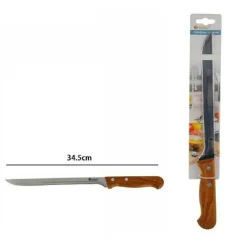 COLTELLO PER PROSCIUTTO TAGLIO CUCINA ACCIAIO MANICO LEGNO 34.5 CM