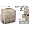 COMODINO CAMERA LETTO MODERNO 2 CASSETTI LEGNO ROVERE 44X43X40CM MOBILE 623462
