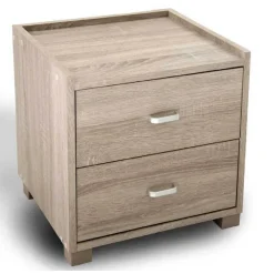 COMODINO CAMERA LETTO MODERNO 2 CASSETTI LEGNO ROVERE 44X43X40CM MOBILE 623462