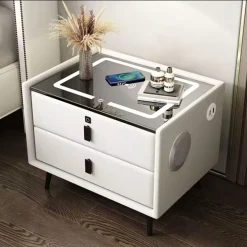 COMODINO INTELLIGENTE CON RICARICA WIRELESS USB ALTOPARLANTE BLUETOOTH LED MULTIFUNZIONALE