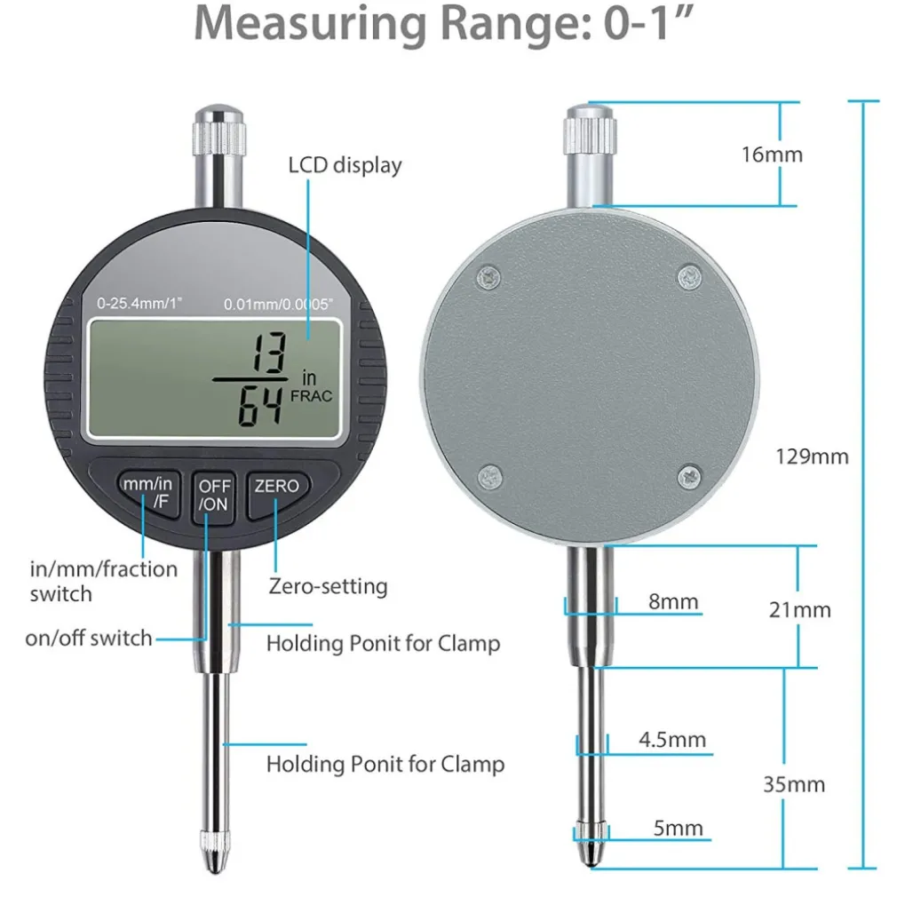 COMPARATORE CENTESIMALE DIGITALE CON DISPLAY 0-25,4MM/0,5" TORNIO 0,01MM/0,005"